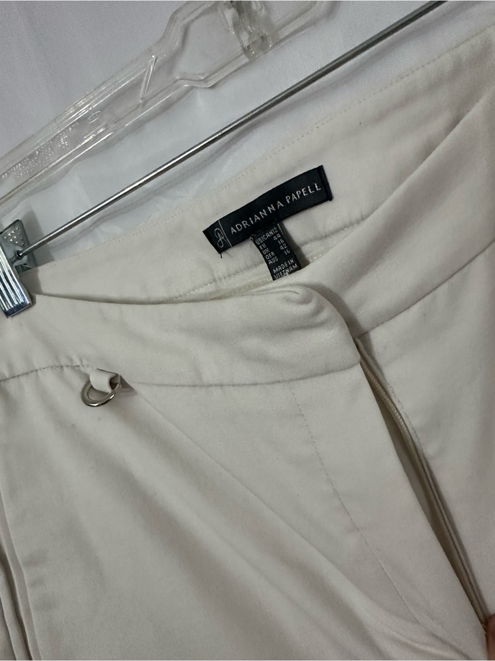 Adrianna Papell Cream Dress Pants with Subtle Ring Detail - Picture 2 of 4